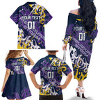 Personalized Melbourne Storm Rugby Family Matching Off The Shoulder Long Sleeve Dress and Hawaiian Shirt Urban Street Graffiti Style - Distressed Splatter Elements