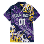 Personalized Melbourne Storm Rugby Family Matching Off The Shoulder Long Sleeve Dress and Hawaiian Shirt Urban Street Graffiti Style - Distressed Splatter Elements