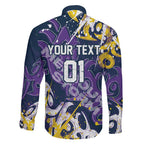 Personalized Melbourne Storm Rugby Family Matching Off The Shoulder Long Sleeve Dress and Hawaiian Shirt Urban Street Graffiti Style - Distressed Splatter Elements