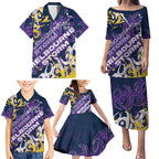 Personalized Melbourne Storm Rugby Family Matching Puletasi and Hawaiian Shirt Urban Street Graffiti Style - Distressed Splatter Elements