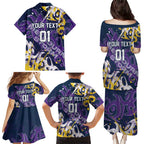 Personalized Melbourne Storm Rugby Family Matching Puletasi and Hawaiian Shirt Urban Street Graffiti Style - Distressed Splatter Elements