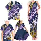 Personalized Melbourne Storm Rugby Family Matching Tank Maxi Dress and Hawaiian Shirt Urban Street Graffiti Style - Distressed Splatter Elements