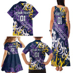 Personalized Melbourne Storm Rugby Family Matching Tank Maxi Dress and Hawaiian Shirt Urban Street Graffiti Style - Distressed Splatter Elements