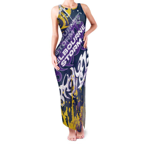 Personalized Melbourne Storm Rugby Family Matching Tank Maxi Dress and Hawaiian Shirt Urban Street Graffiti Style - Distressed Splatter Elements