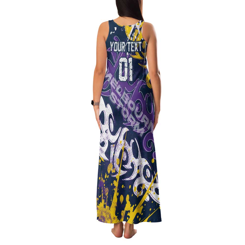Personalized Melbourne Storm Rugby Family Matching Tank Maxi Dress and Hawaiian Shirt Urban Street Graffiti Style - Distressed Splatter Elements