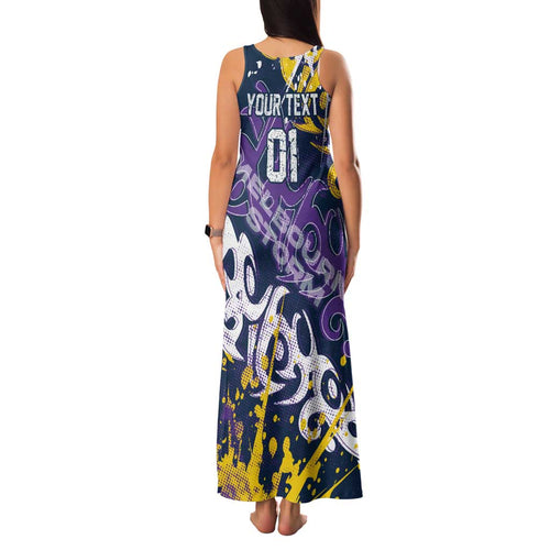 Personalized Melbourne Storm Rugby Family Matching Tank Maxi Dress and Hawaiian Shirt Urban Street Graffiti Style - Distressed Splatter Elements