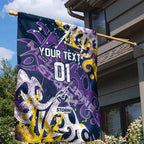 Personalized Melbourne Storm Rugby Garden Flag Urban Street Graffiti Style - Distressed Splatter Elements
