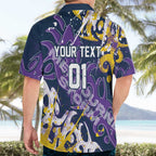 Personalized Melbourne Storm Rugby Hawaiian Shirt Urban Street Graffiti Style - Distressed Splatter Elements