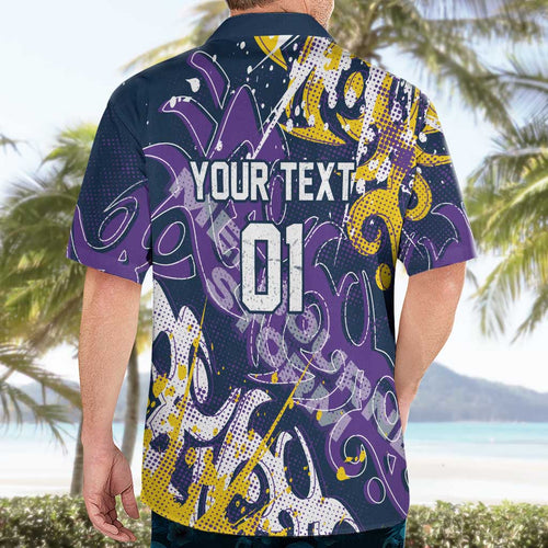 Personalized Melbourne Storm Rugby Hawaiian Shirt Urban Street Graffiti Style - Distressed Splatter Elements
