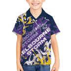 Personalized Melbourne Storm Rugby Hawaiian Shirt Urban Street Graffiti Style - Distressed Splatter Elements