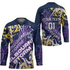 Personalized Melbourne Storm Rugby Hockey Jersey Urban Street Graffiti Style - Distressed Splatter Elements