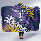 Personalized Melbourne Storm Rugby Hooded Blanket Urban Street Graffiti Style - Distressed Splatter Elements