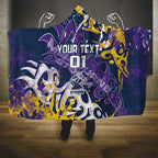 Personalized Melbourne Storm Rugby Hooded Blanket Urban Street Graffiti Style - Distressed Splatter Elements