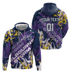 Personalized Melbourne Storm Rugby Hoodie Urban Street Graffiti Style - Distressed Splatter Elements