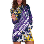 Personalized Melbourne Storm Rugby Hoodie Dress Urban Street Graffiti Style - Distressed Splatter Elements