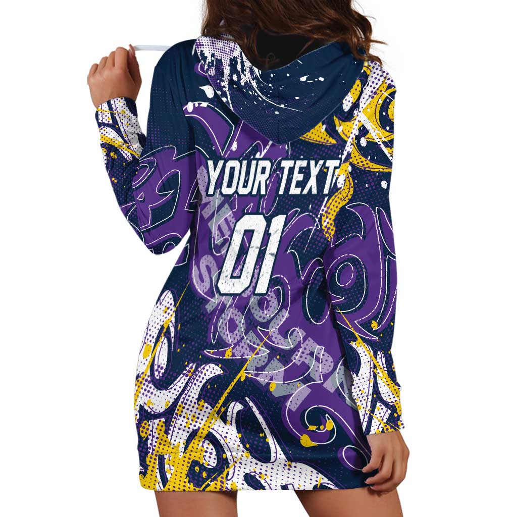 Personalized Melbourne Storm Rugby Hoodie Dress Urban Street Graffiti Style - Distressed Splatter Elements