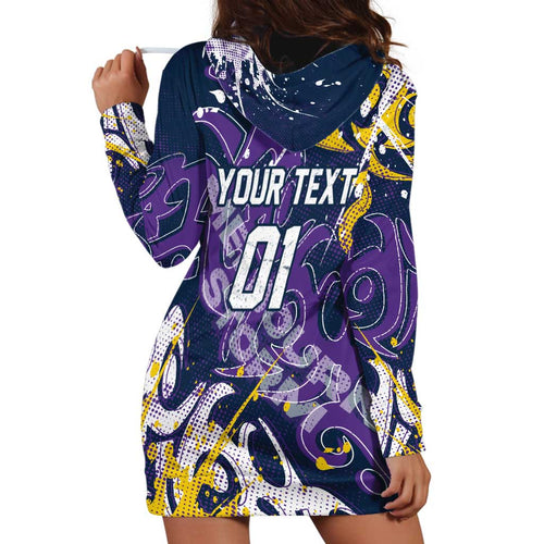 Personalized Melbourne Storm Rugby Hoodie Dress Urban Street Graffiti Style - Distressed Splatter Elements