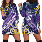 Personalized Melbourne Storm Rugby Hoodie Dress Urban Street Graffiti Style - Distressed Splatter Elements