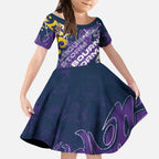 Personalized Melbourne Storm Rugby Kid Short Sleeve Dress Urban Street Graffiti Style - Distressed Splatter Elements