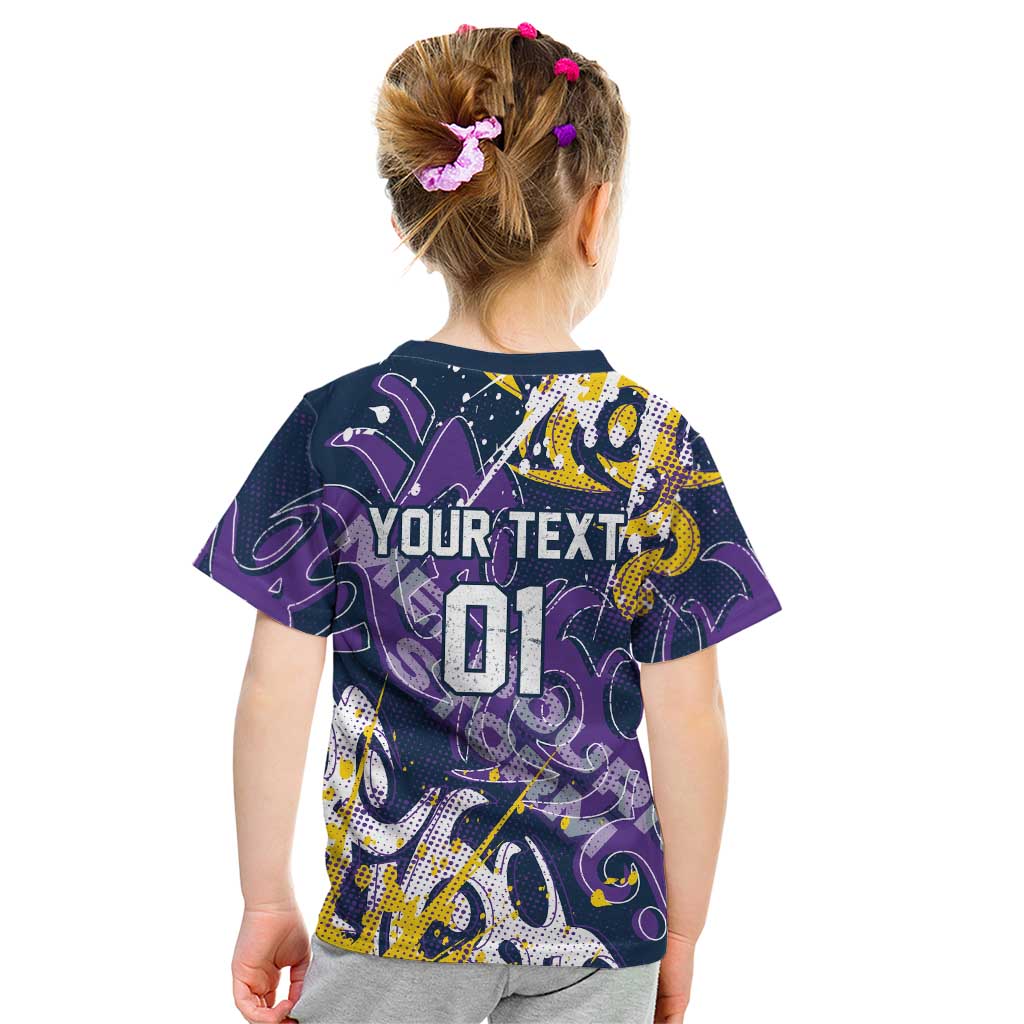 Personalized Melbourne Storm Rugby Kid T Shirt Urban Street Graffiti Style - Distressed Splatter Elements