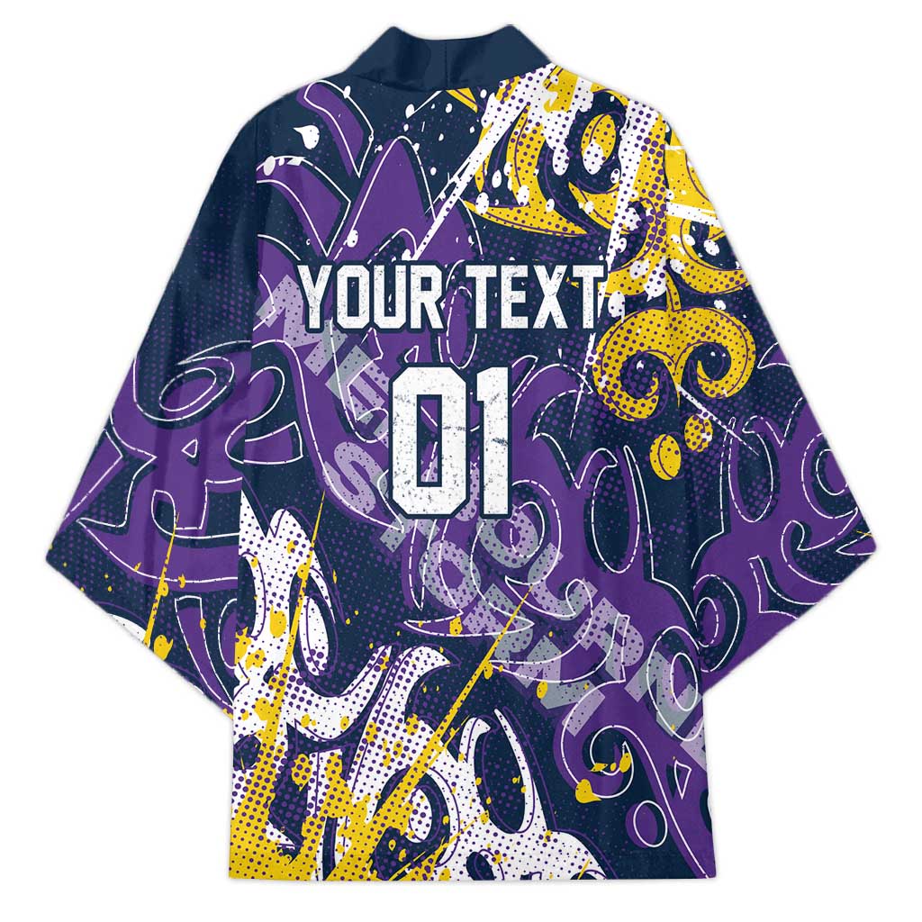 Personalized Melbourne Storm Rugby Kimono Urban Street Graffiti Style - Distressed Splatter Elements