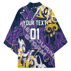 Personalized Melbourne Storm Rugby Kimono Urban Street Graffiti Style - Distressed Splatter Elements