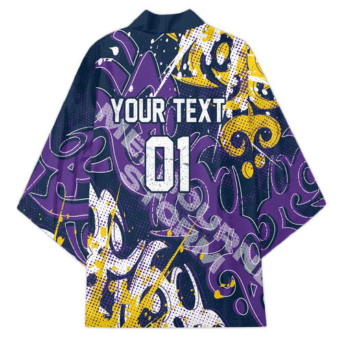 Personalized Melbourne Storm Rugby Kimono Urban Street Graffiti Style - Distressed Splatter Elements
