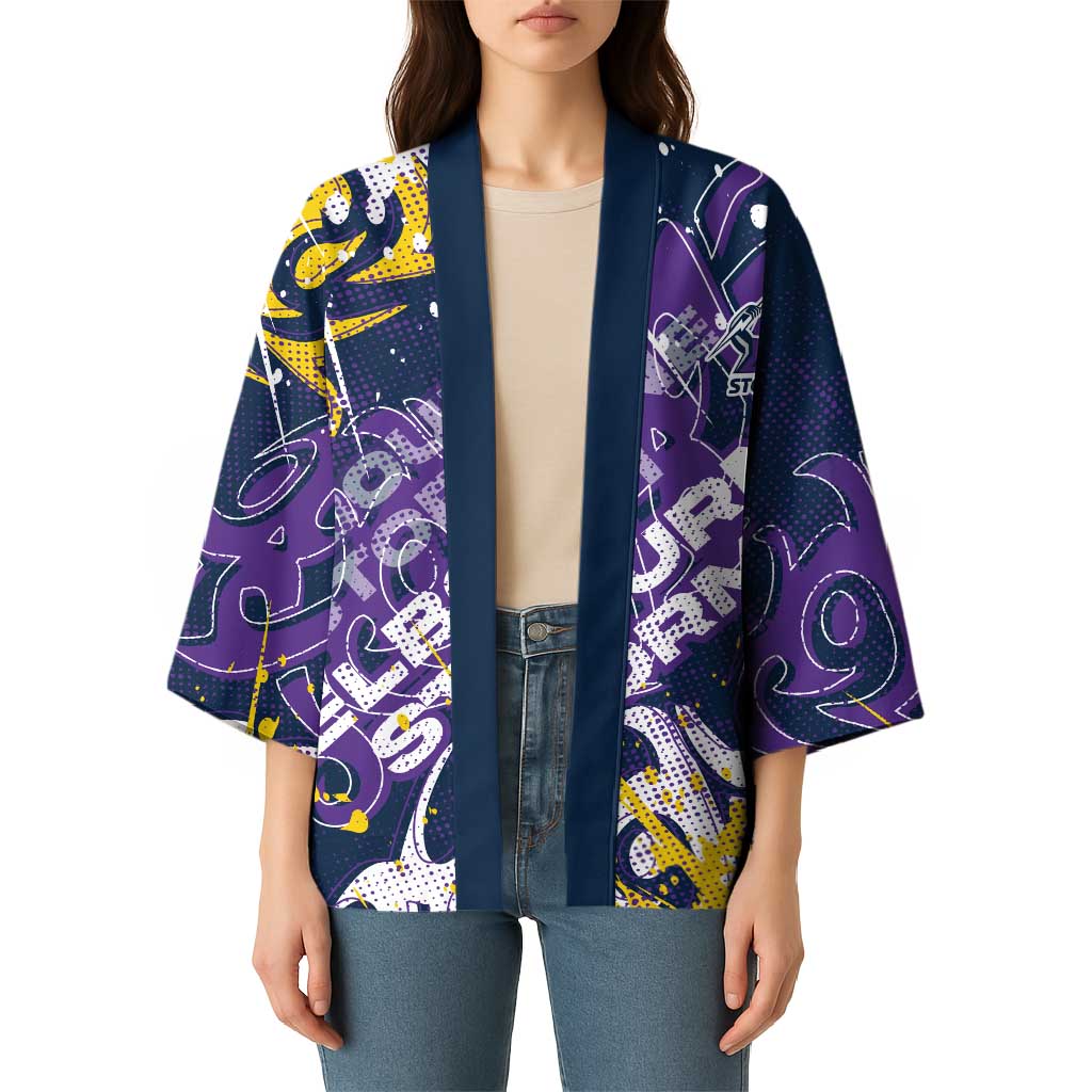 Personalized Melbourne Storm Rugby Kimono Urban Street Graffiti Style - Distressed Splatter Elements