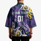 Personalized Melbourne Storm Rugby Kimono Urban Street Graffiti Style - Distressed Splatter Elements