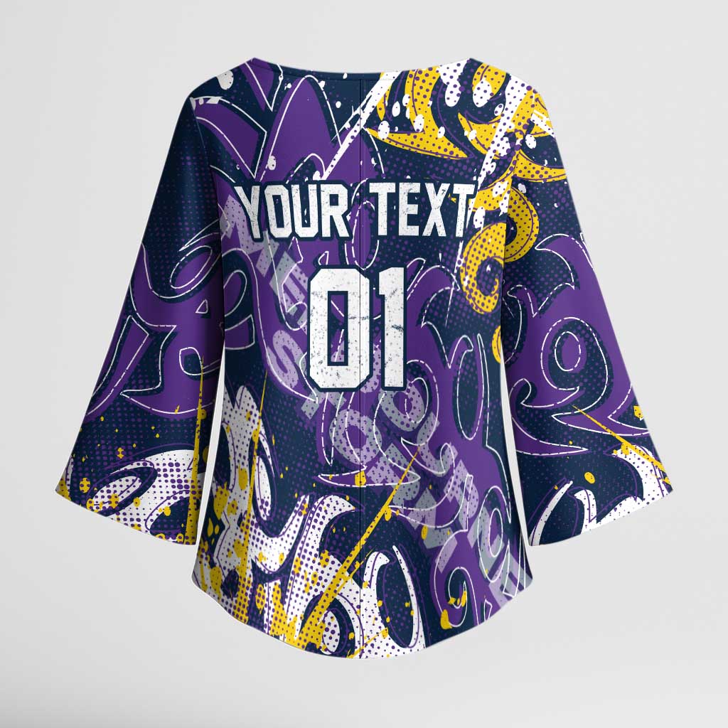 Personalized Melbourne Storm Rugby Kimono Sleeve Blouse Urban Street Graffiti Style - Distressed Splatter Elements