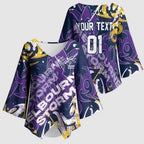 Personalized Melbourne Storm Rugby Kimono Sleeve Blouse Urban Street Graffiti Style - Distressed Splatter Elements