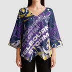 Personalized Melbourne Storm Rugby Kimono Sleeve Blouse Urban Street Graffiti Style - Distressed Splatter Elements