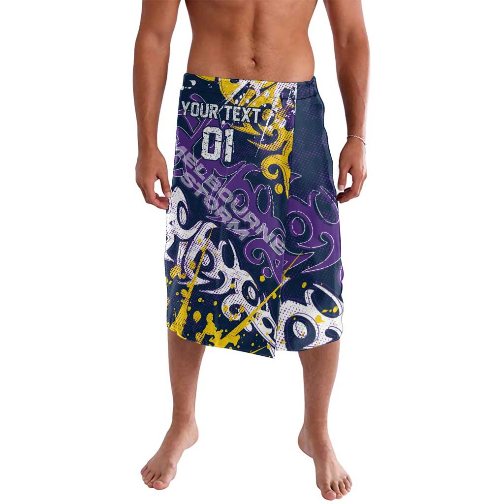 Personalized Melbourne Storm Rugby Lavalava Urban Street Graffiti Style - Distressed Splatter Elements