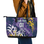 Personalized Melbourne Storm Rugby Leather Tote Bag Urban Street Graffiti Style - Distressed Splatter Elements