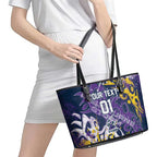 Personalized Melbourne Storm Rugby Leather Tote Bag Urban Street Graffiti Style - Distressed Splatter Elements
