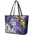 Personalized Melbourne Storm Rugby Leather Tote Bag Urban Street Graffiti Style - Distressed Splatter Elements