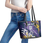 Personalized Melbourne Storm Rugby Leather Tote Bag Urban Street Graffiti Style - Distressed Splatter Elements