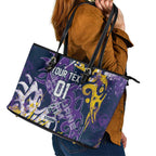Personalized Melbourne Storm Rugby Leather Tote Bag Urban Street Graffiti Style - Distressed Splatter Elements