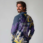 Personalized Melbourne Storm Rugby Long Sleeve Polo Shirt Urban Street Graffiti Style - Distressed Splatter Elements