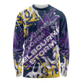Personalized Melbourne Storm Rugby Long Sleeve Shirt Urban Street Graffiti Style - Distressed Splatter Elements
