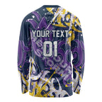 Personalized Melbourne Storm Rugby Long Sleeve Shirt Urban Street Graffiti Style - Distressed Splatter Elements