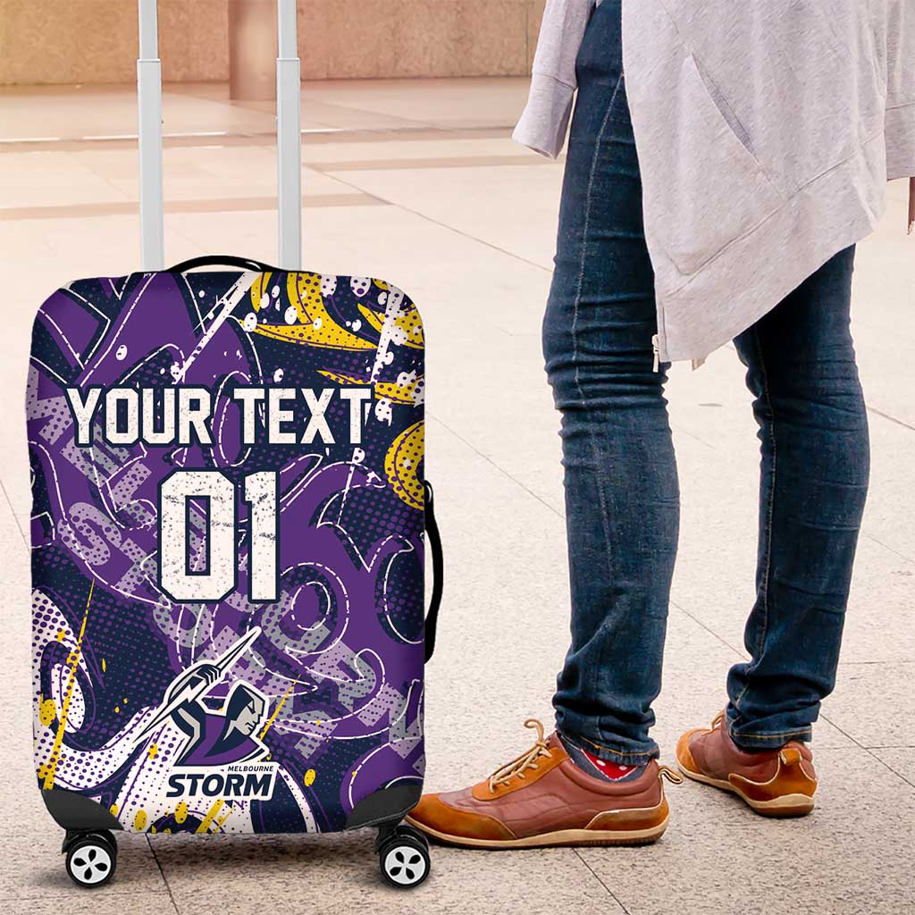 Personalized Melbourne Storm Rugby Luggage Cover Urban Street Graffiti Style - Distressed Splatter Elements