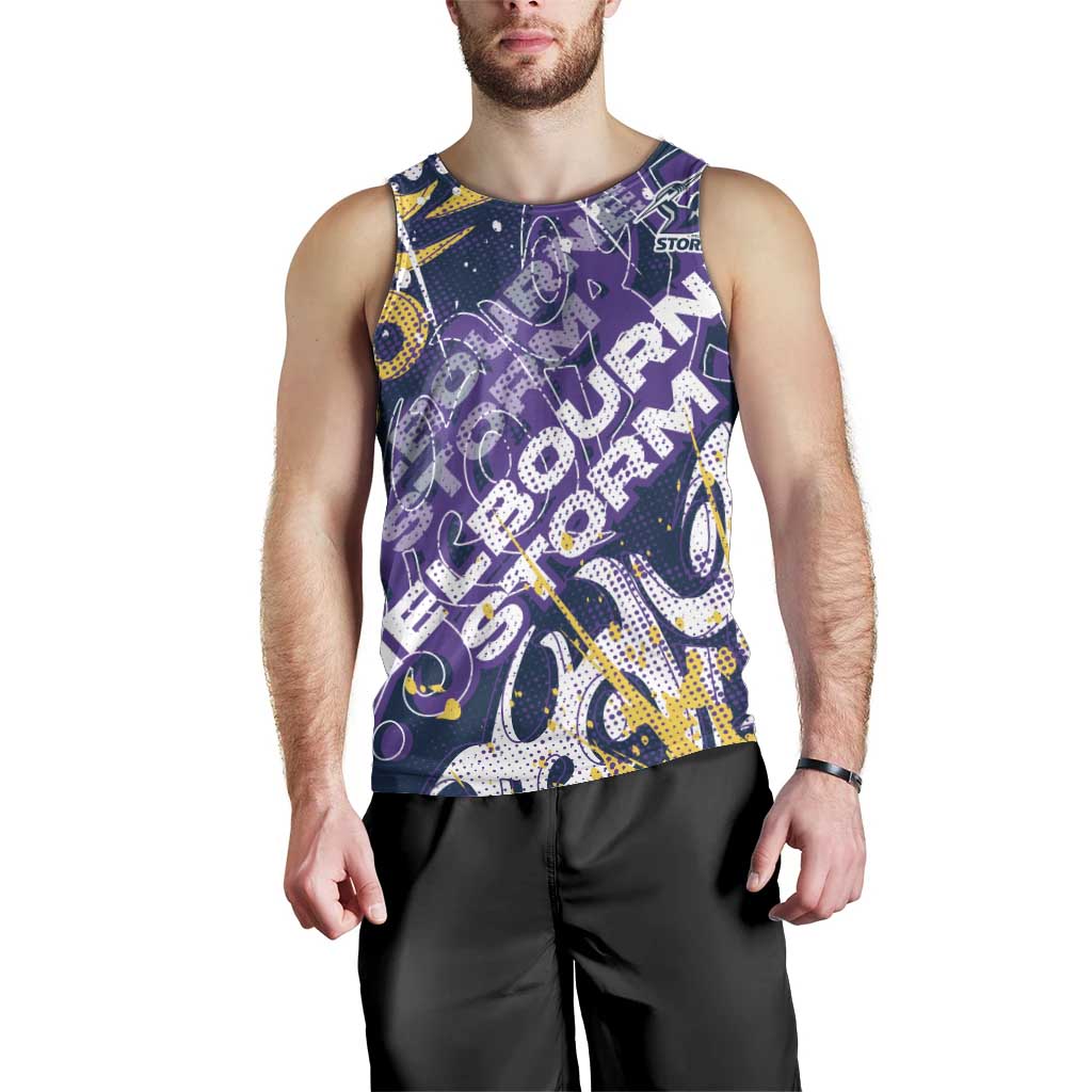 Personalized Melbourne Storm Rugby Men Tank Top Urban Street Graffiti Style - Distressed Splatter Elements