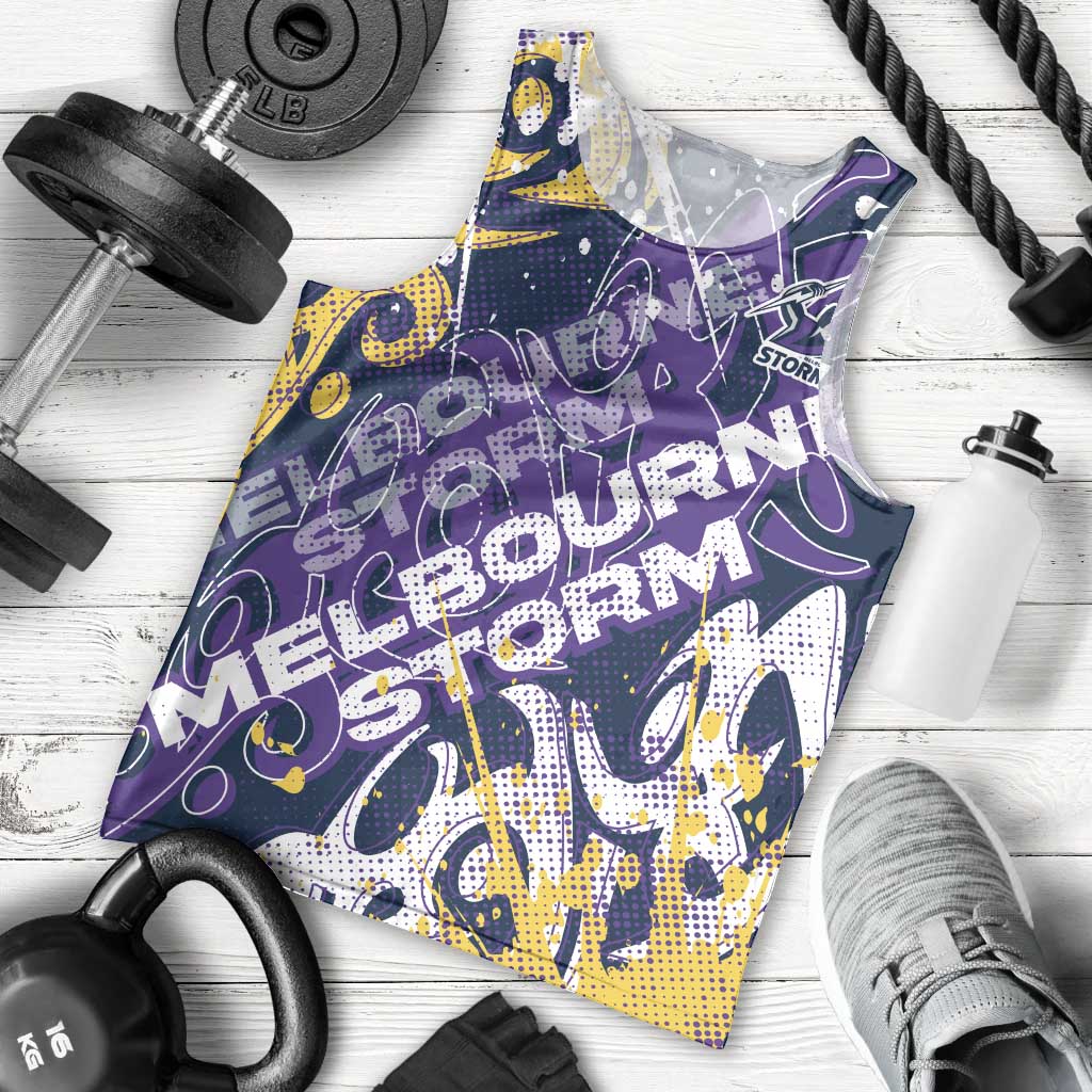 Personalized Melbourne Storm Rugby Men Tank Top Urban Street Graffiti Style - Distressed Splatter Elements