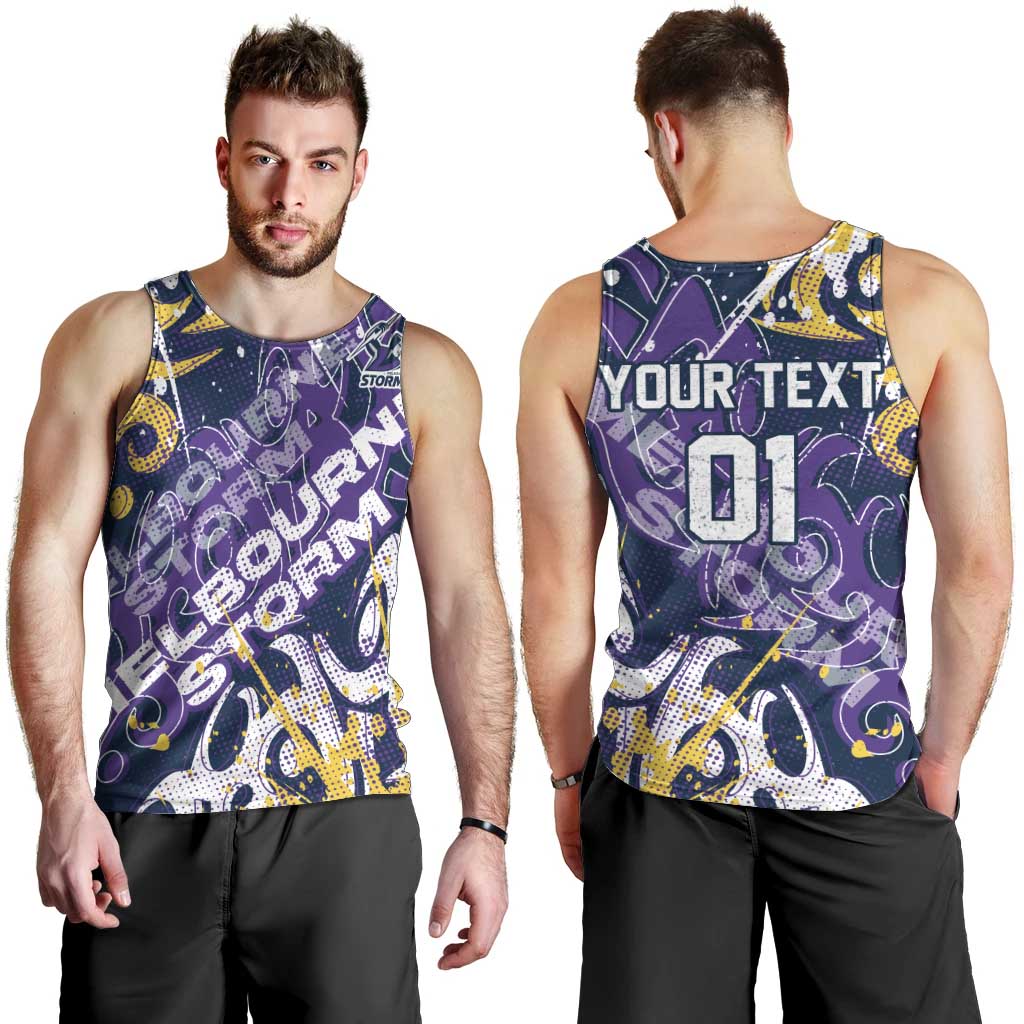 Personalized Melbourne Storm Rugby Men Tank Top Urban Street Graffiti Style - Distressed Splatter Elements