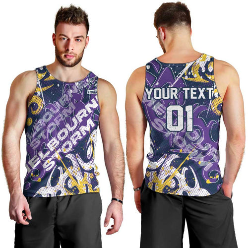 Personalized Melbourne Storm Rugby Men Tank Top Urban Street Graffiti Style - Distressed Splatter Elements