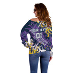 Personalized Melbourne Storm Rugby Off Shoulder Sweater Urban Street Graffiti Style - Distressed Splatter Elements