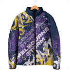 Personalized Melbourne Storm Rugby Padded Jacket Urban Street Graffiti Style - Distressed Splatter Elements