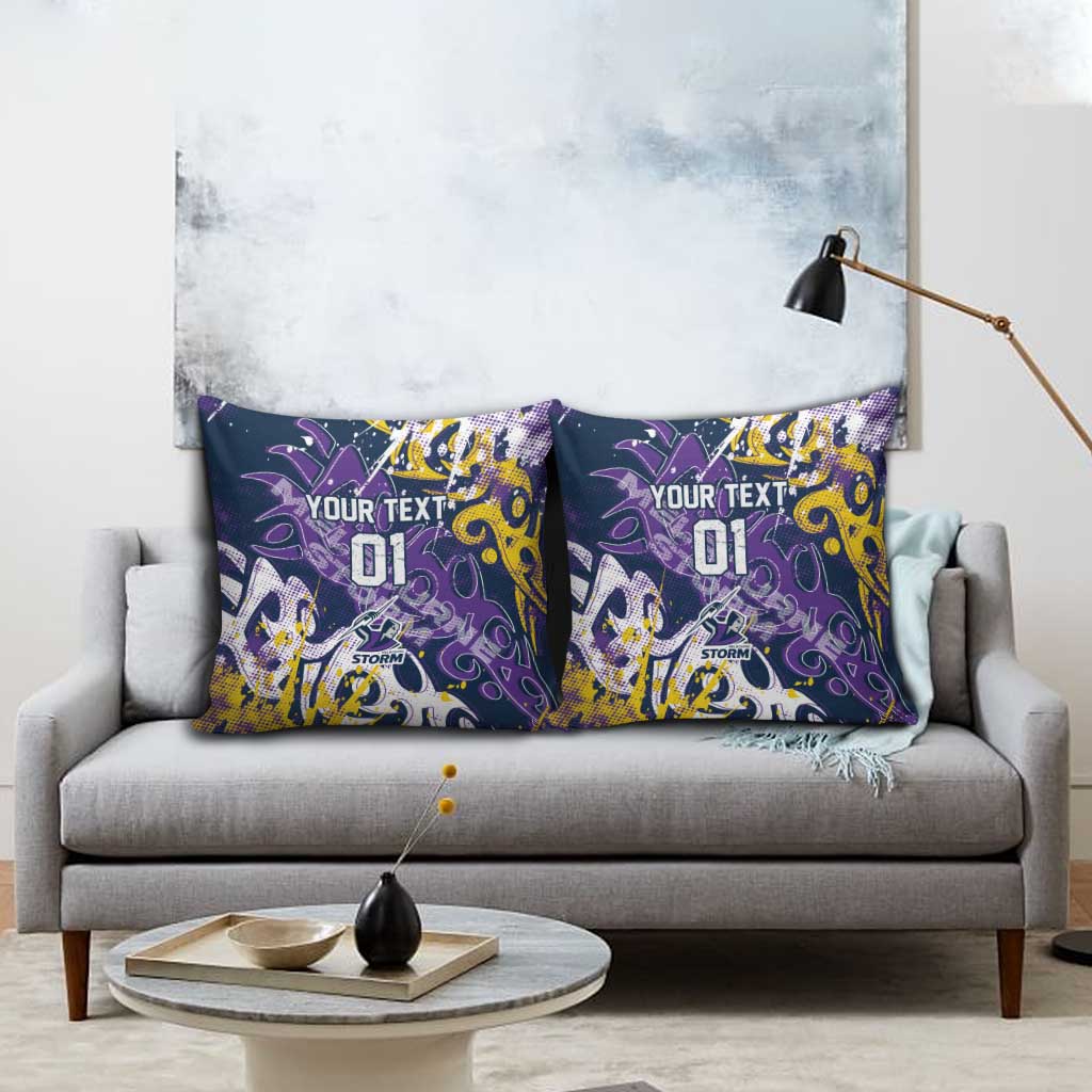 Personalized Melbourne Storm Rugby Pillow Cover Urban Street Graffiti Style - Distressed Splatter Elements
