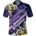 Personalized Melbourne Storm Rugby Polo Shirt Urban Street Graffiti Style - Distressed Splatter Elements